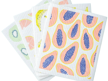 Compostable Sponge Cloth Pack - Fruit Pattern (4 Pack) Online Sale