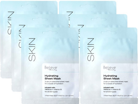 Brightening Sheet Mask - with Hibiscus and Vitamin B (6 Pack) Online now