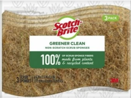 Non Scratch Scrub Sponges- 100% Plant (3 Pack) For Cheap