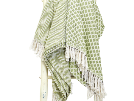 Blankets, Countryside Comfort Green Throw with Fringe - Cotton (1 CT) For Discount