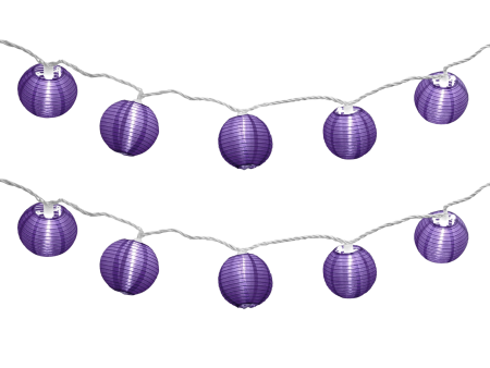 Electric String Lights with 10 Nylon Lanterns - Purple Supply