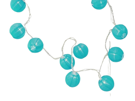 Electric String Lights with 10 Nylon Lanterns - Turquoise Cheap