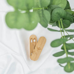 Reusable ear swab in bamboo case Online now