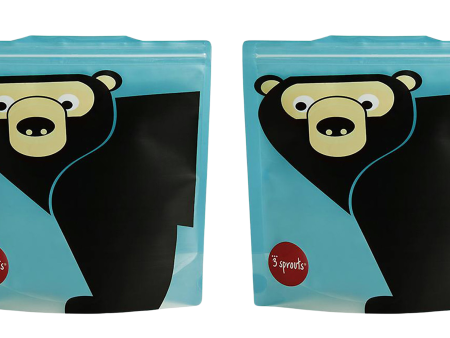 Bear Reusable Snack Bag - Teal (Set of 2) on Sale