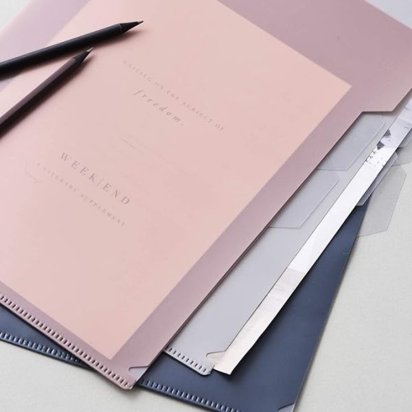 Document File Folders 8.3 in X 11.7 in (3 CT) Grey, Rose and Blue on Sale