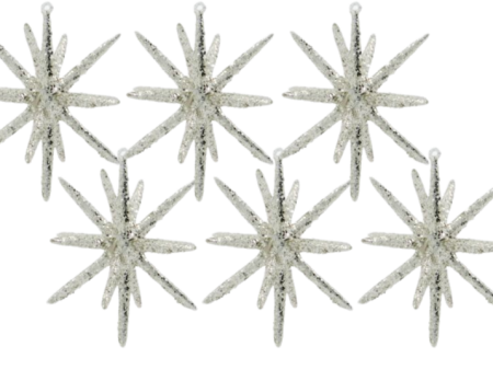 Ornament Spike - Silver with Glitter (6 Pack) on Sale