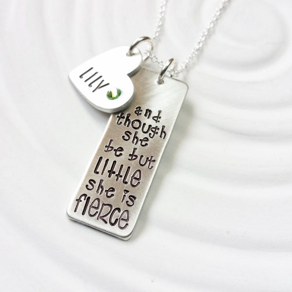 And Though She Be But Little She Is Fierce | Inspirational Quote Necklace | Shakespeare Discount