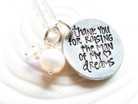 Thank You For Raising The Man Of My Dreams Necklace | Button Necklace Sale