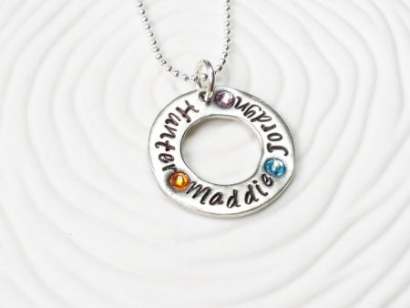 Birthstone Washer Necklace | Mother s or Grandmother s Necklace on Sale