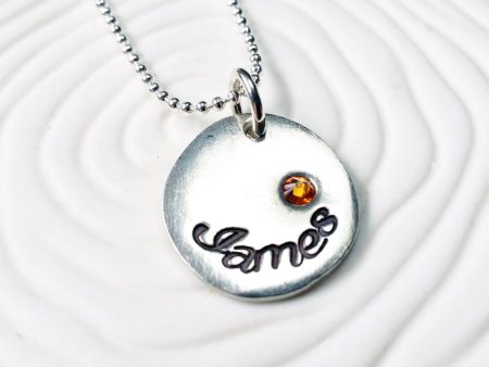 Organic Oval Necklace | Birthstone Name Necklace For Sale