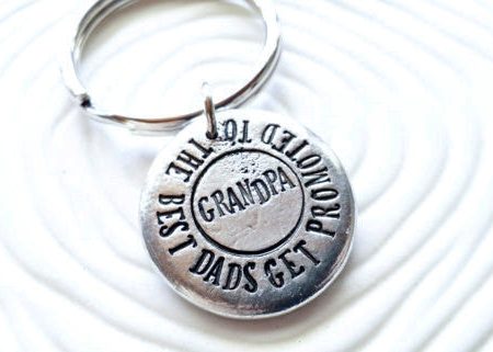 The Best Dads Get Promoted To Grandpa Keychain | Pebble Keychain Discount