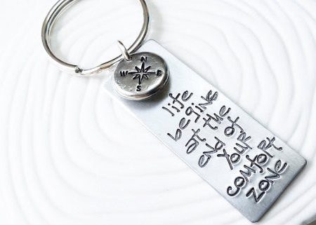 Life Begins at the End of Your Comfort Zone | Inspirational Keychain For Cheap