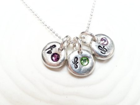 Birthstone Trio Necklace | Our Exclusive Mini Modern Initials Hot on Sale