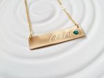 Birthstone Bar Necklace | Gold Tone Name and Birthstone Bar | Personalized Jewelry Supply