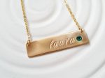 Birthstone Bar Necklace | Gold Tone Name and Birthstone Bar | Personalized Jewelry Supply