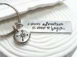 A Grand Adventure Is About to Begin | Compass Keychain | Motivational Gift Supply