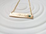 Birthstone Bar Necklace | Gold Tone Name and Birthstone Bar | Personalized Jewelry Supply