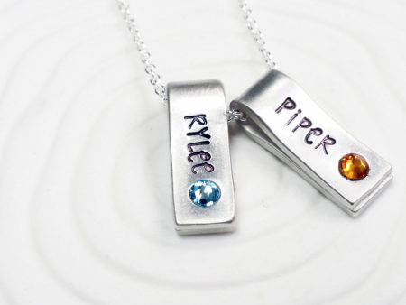 Fold Over Tag Necklace | Birthstone Name Necklace | Mother s Jewelry Online Sale