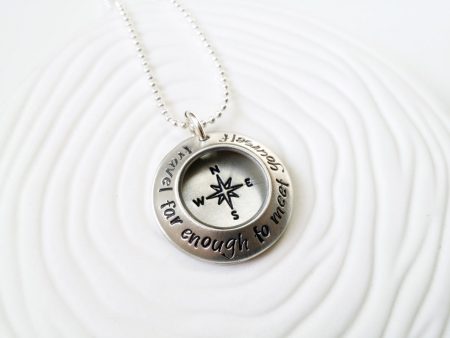 Travel Far Enough to Meet Yourself | Compass Necklace Locket Online now