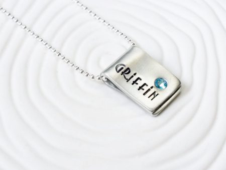 Fold Over Name Tag Necklace | Birthstone Name Jewelry For Cheap