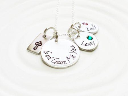 God Gave Me You | Name and Birthstone Necklace | Faith and Family Necklace Cheap