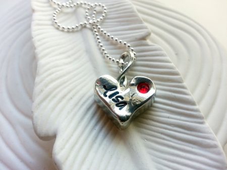 Thick Heart Birthstone Necklace | Organic Heart For Cheap