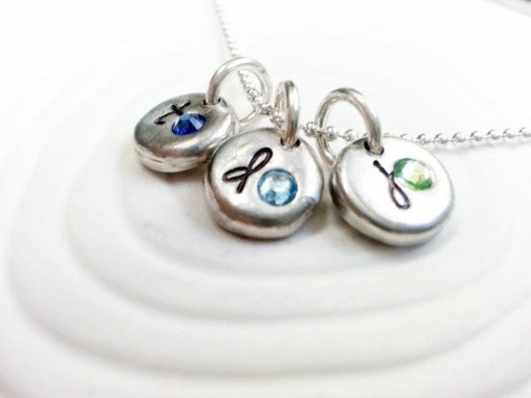 Birthstone Initial Necklace | Mother s Necklace Cheap