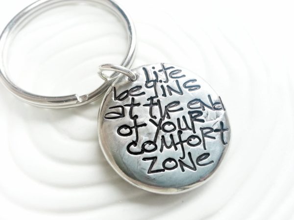 Life Begins at the End of Your Comfort Zone | Pebble Keychain For Discount