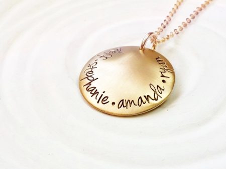 Family Names Necklace | Domed Gold Tone Necklace For Sale