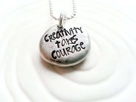 Creativity Takes Courage Necklace | Matisse Quote | Inspirational Message Jewelry For Discount