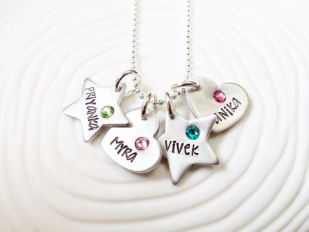 Hearts and Stars Birthstone Necklace | Mother s Necklace Hot on Sale