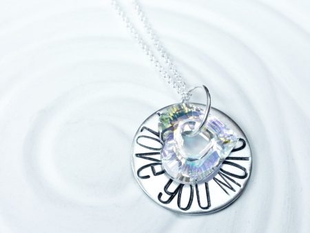 I Love You More Washer Necklace | Statement Swarovski Heart Online Hot Sale