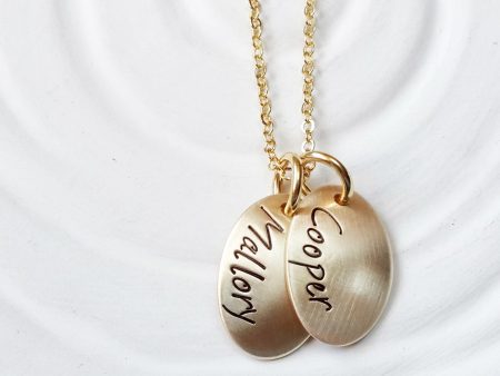 Golden Glow Oval Tag Necklace | Gold Tone Name Necklace Online Sale