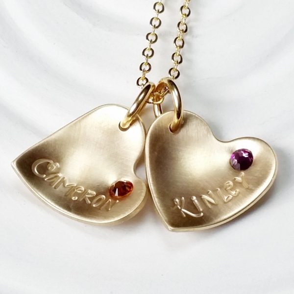 Birthstone Heart Necklace | Mother s Name Necklace Online Sale