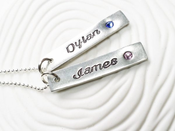 Birthstone Mother s Necklace | Script Name Tag Necklace For Discount