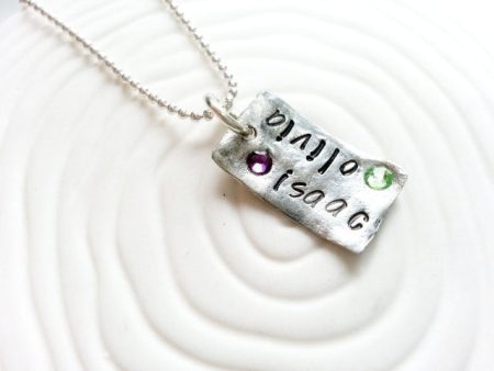 Two Name Birthstone Necklace | Mother s Necklace on Sale