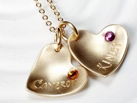 Birthstone Heart Necklace | Mother s Name Necklace Online Sale