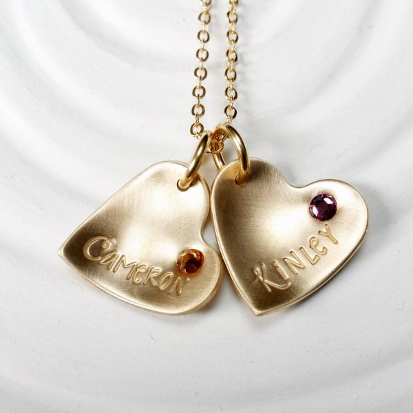 Birthstone Heart Necklace | Mother s Name Necklace Online Sale