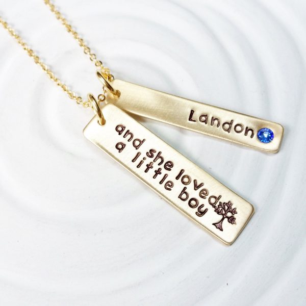 And She Loved A Little Boy | Mother s Birthstone Necklace | Giving Tree Quote Sale