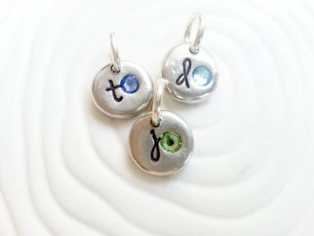 Birthstone Initial Charm | Pebble Initial on Sale