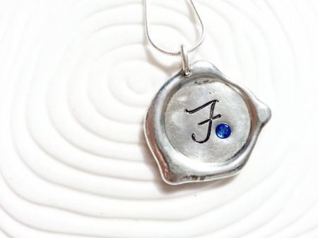 Wax Seal Initial Necklace | Initial and Birthstone Initial For Discount