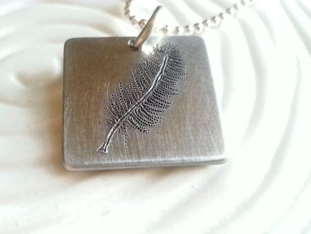 Engraved Feather Necklace | Hand Drawn and Engraved Fashion