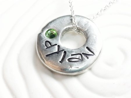 Birthstone Pebble Washer | Organic Mother s Necklace Online Sale